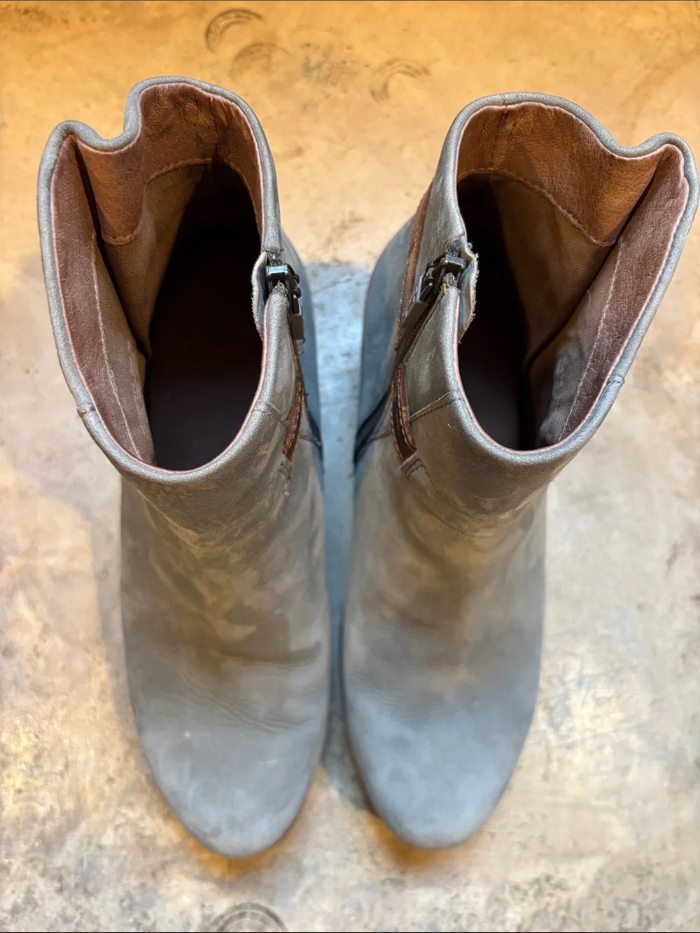 Dansko Gray Leather Ankle Boots with Brown Strap